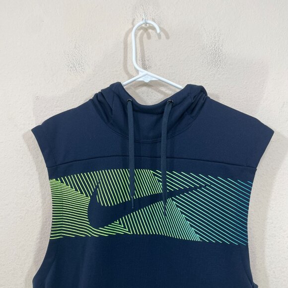 Nike Training Hoodie Men's Small Sleeveless‎ Swoosh Athletic Navy Pullover - Picture 3 of 7